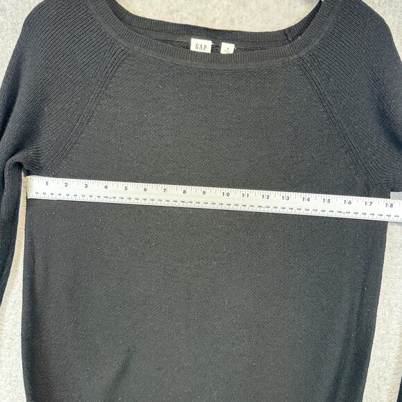 Gap Brooklyn Boat Neck Sweater Womens Small True Black Wool Blend Long Sleeve - Picture 6 of 10